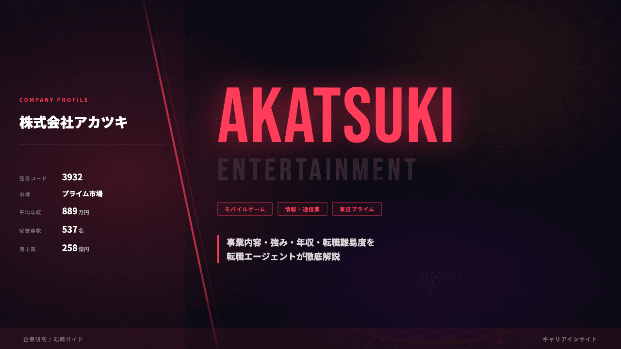 アカツキってどんな会社？事業内容・強み・年収・転職難易度を徹底解説