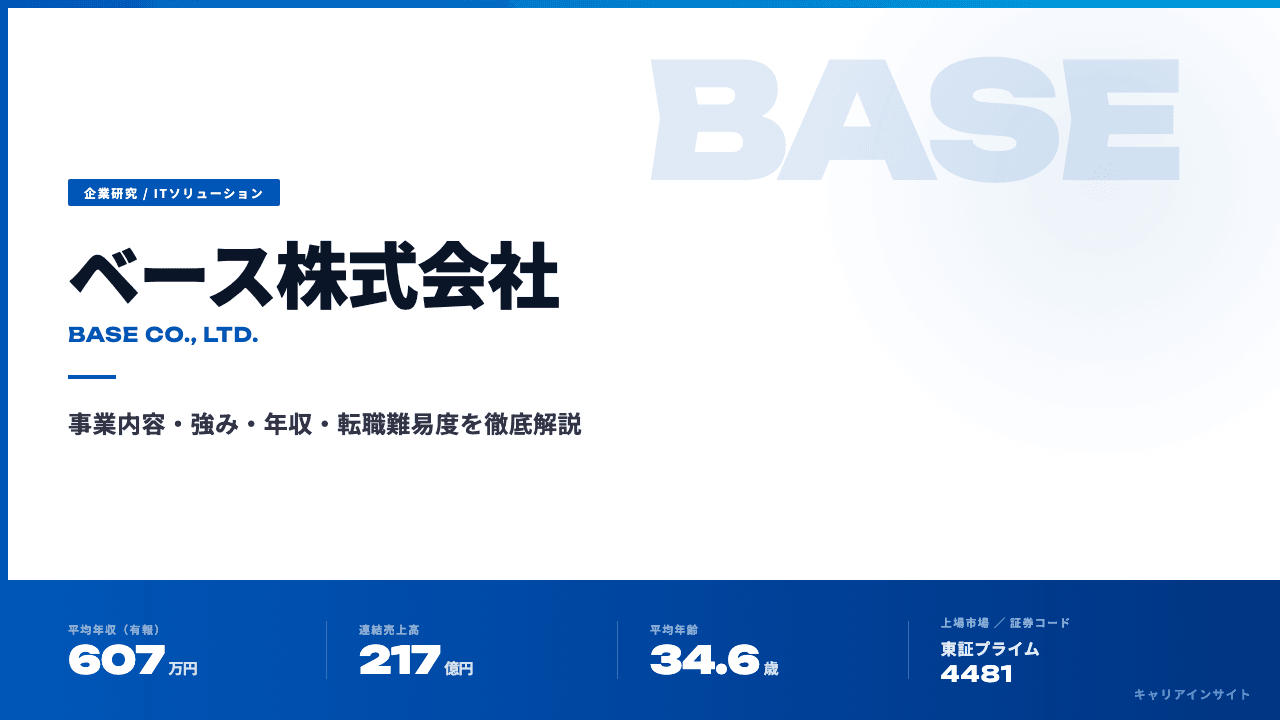 ベース株式会社ってどんな会社？事業内容・強み・年収・転職難易度を徹底解説