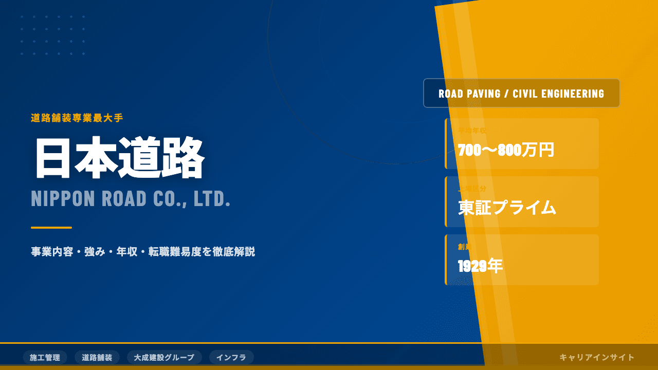 日本道路ってどんな会社?事業内容・強み・年収・転職難易度を徹底解説