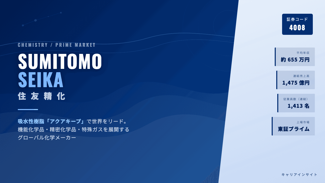 住友精化ってどんな会社?事業内容・強み・年収・転職難易度を徹底解説