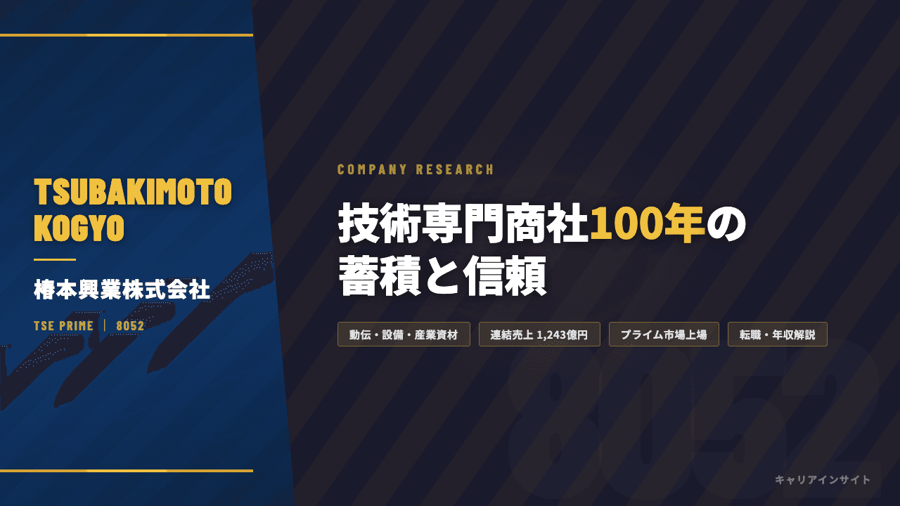 椿本興業ってどんな会社？事業内容・強み・年収・転職難易度を徹底解説