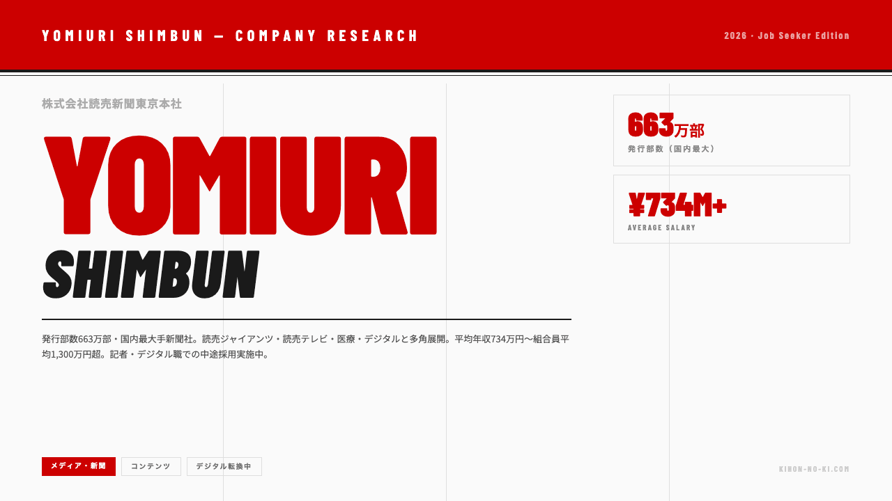 読売新聞社ってどんな会社?事業内容・強み・年収・転職難易度を徹底解説