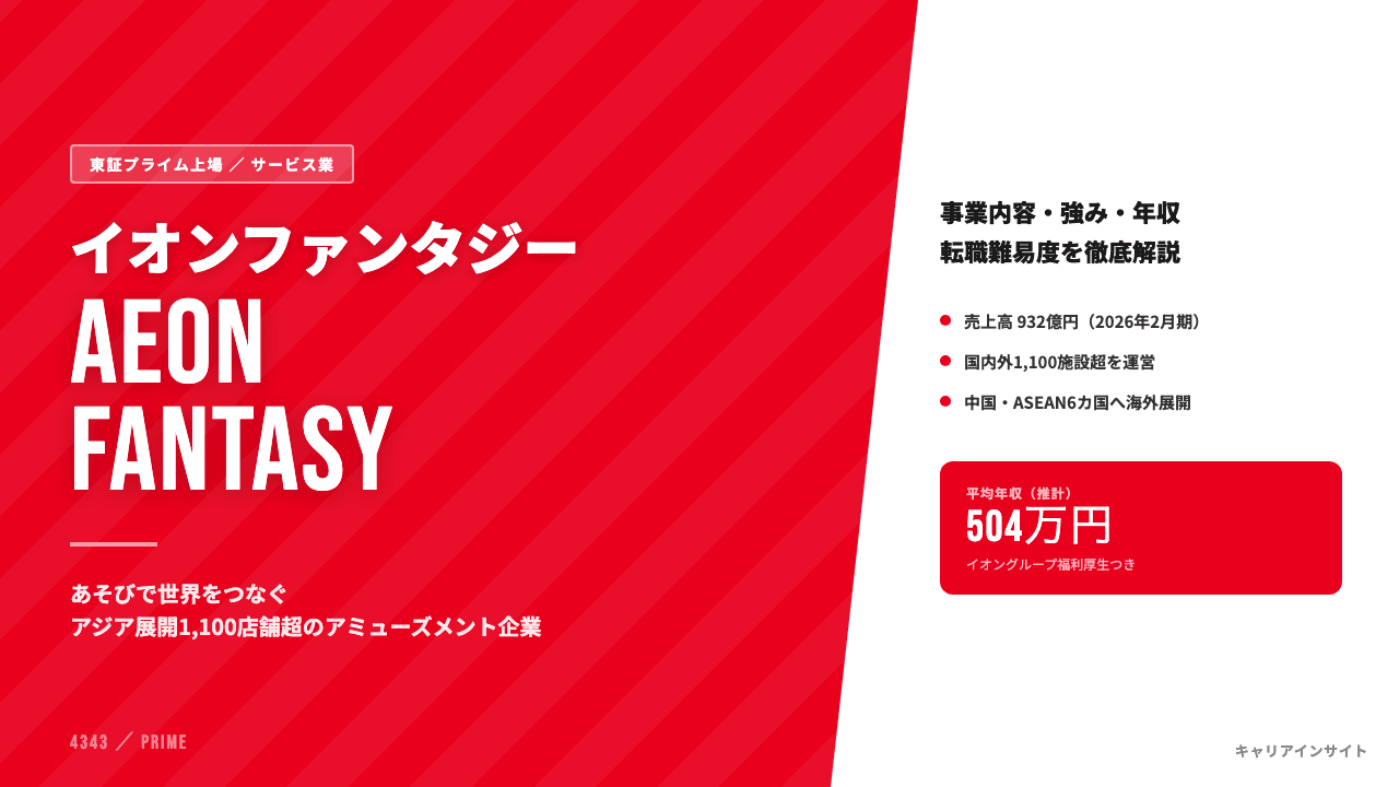イオンファンタジーってどんな会社?事業内容・強み・年収・転職難易度を徹底解説