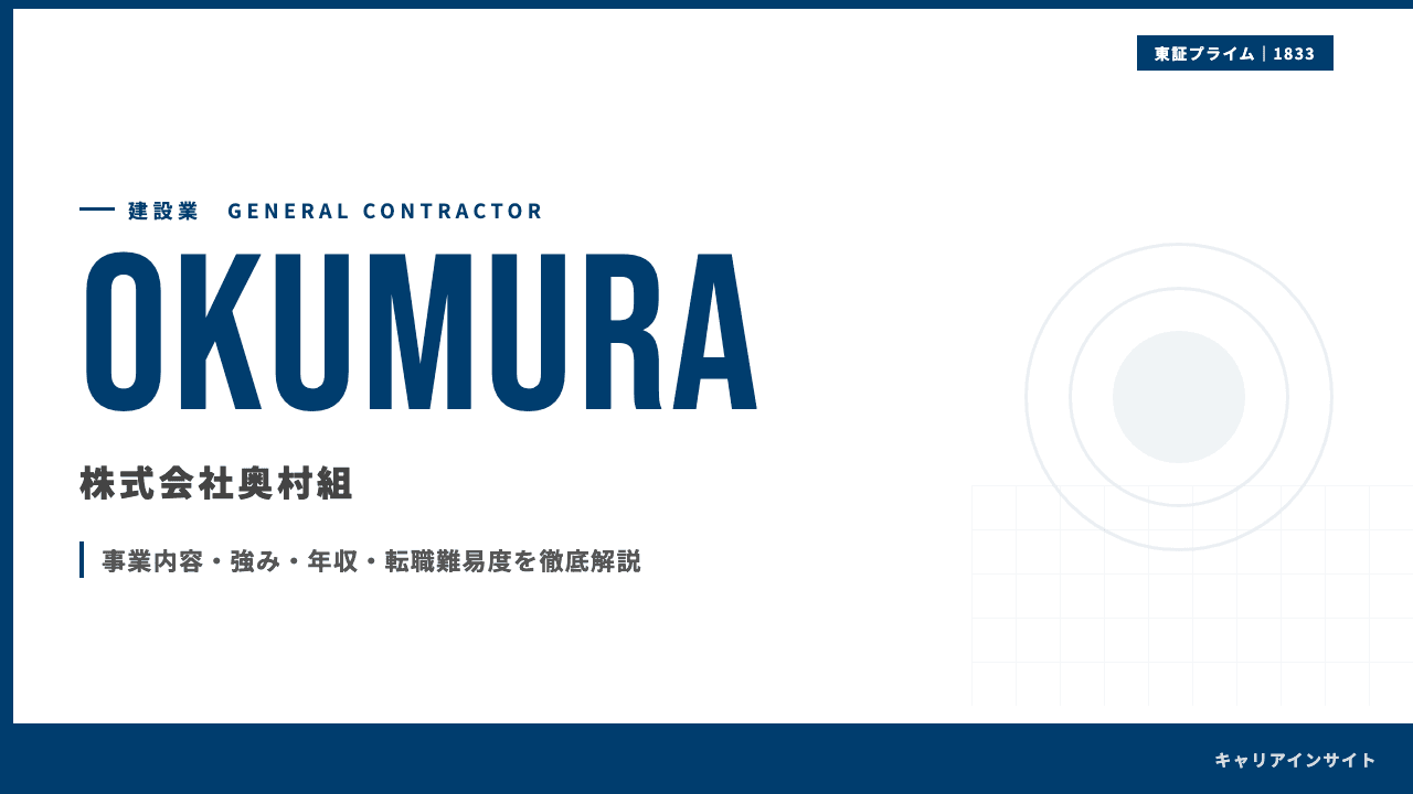 奥村組ってどんな会社?事業内容・強み・年収・転職難易度を徹底解説