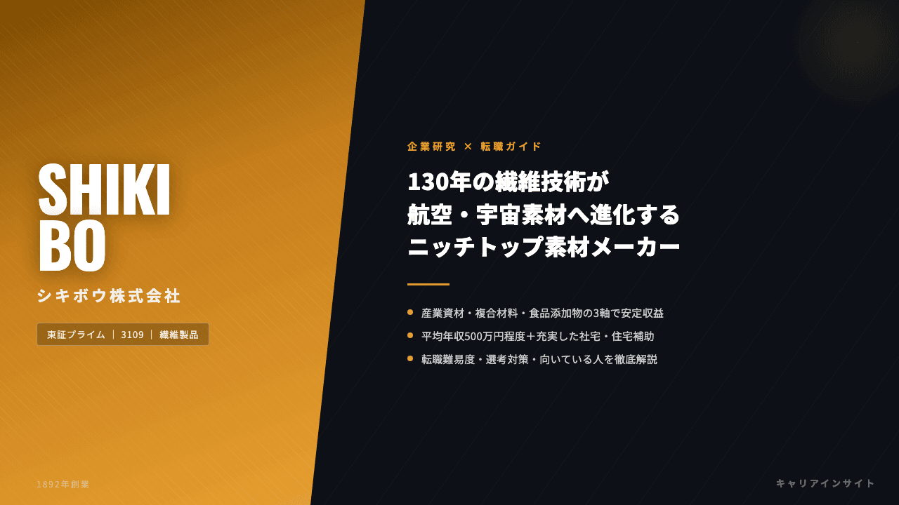 シキボウってどんな会社?事業内容・強み・年収・転職難易度を徹底解説