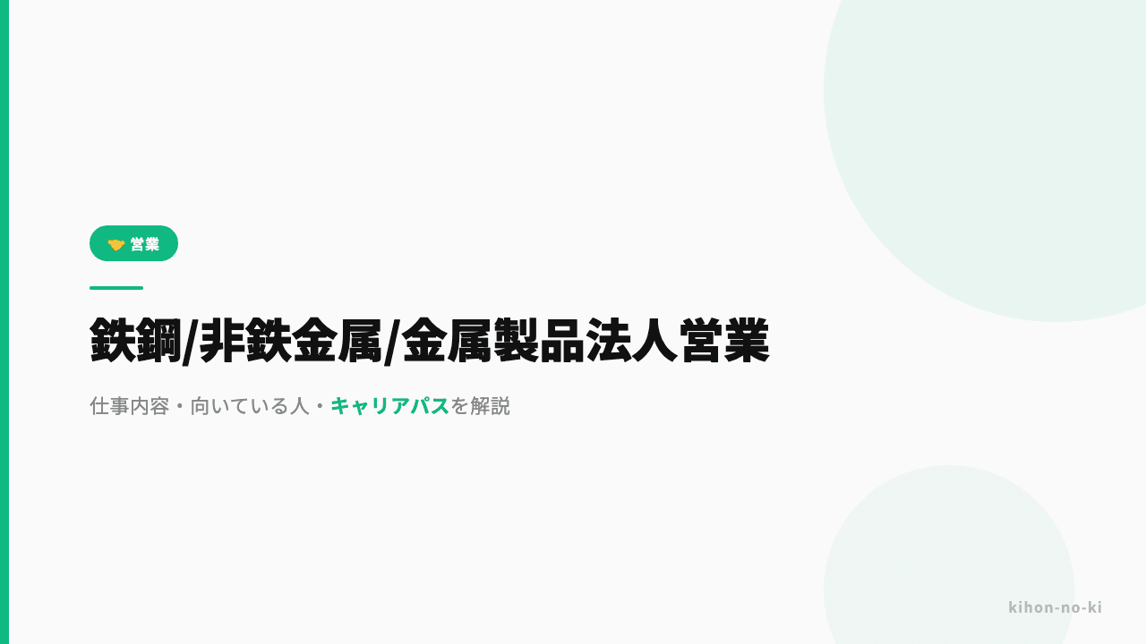 鉄鋼・非鉄金属・金属製品法人営業ってどんな仕事?仕事内容・向いている人・キャリアパスを解説