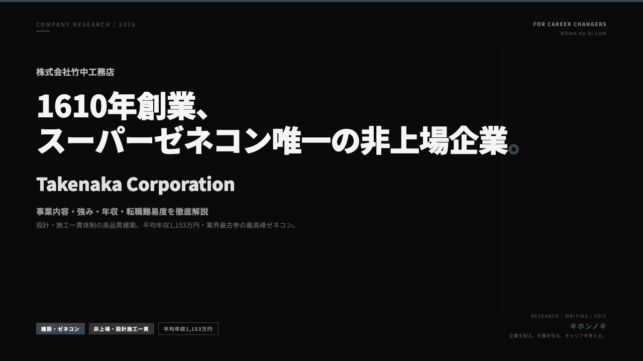 竹中工務店ってどんな会社?事業内容・強み・年収・転職難易度を徹底解説