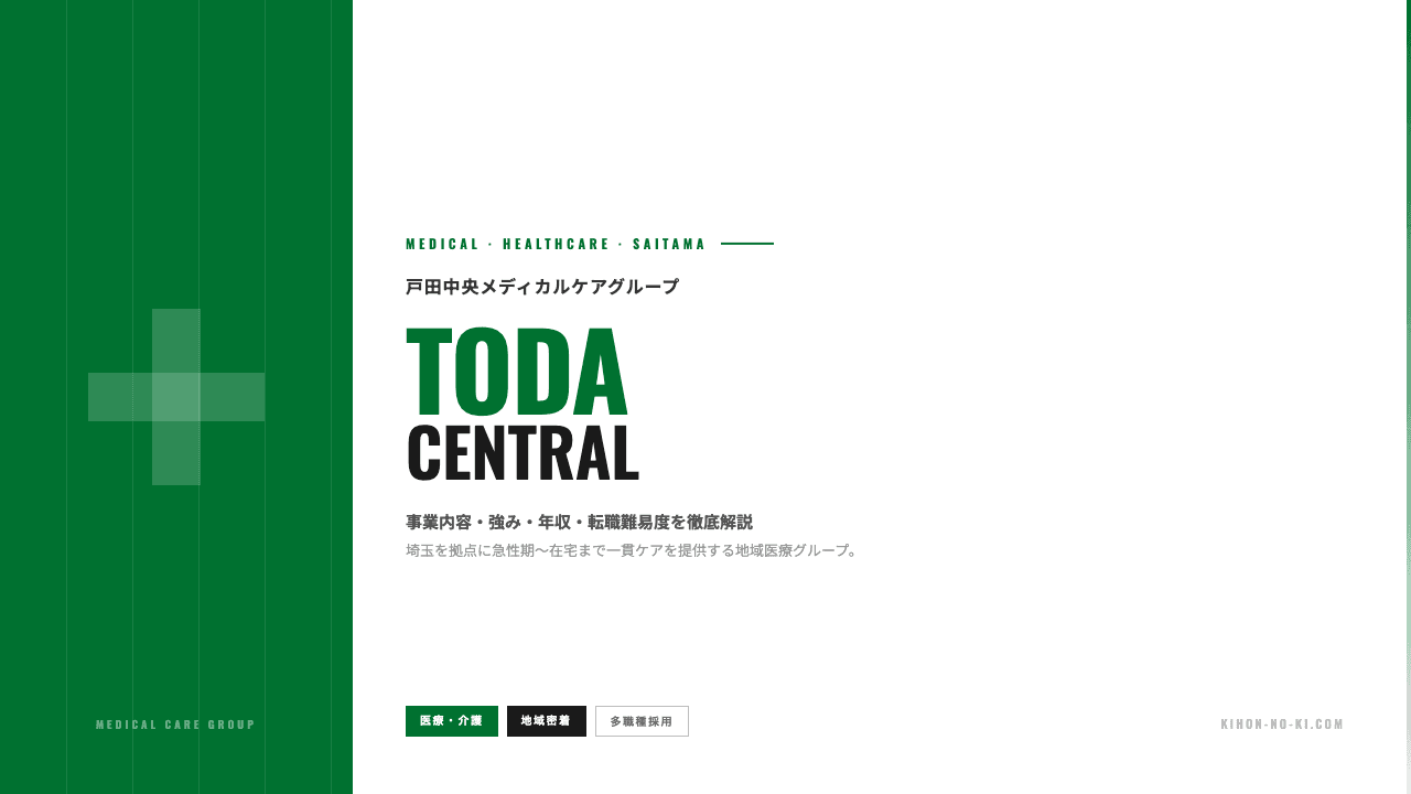 戸田中央メディカルケアグループってどんな会社?事業内容・強み・年収・転職難易度を徹底解説