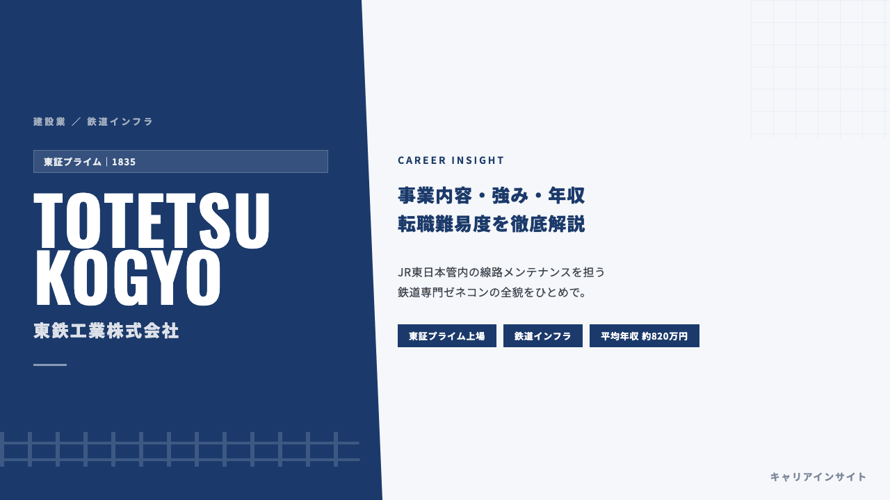 東鉄工業ってどんな会社?事業内容・強み・年収・転職難易度を徹底解説