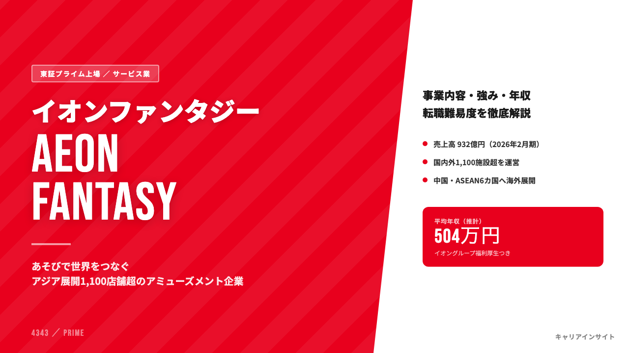 イオンファンタジーってどんな会社？事業内容・強み・年収・就職・転職難易度を徹底解説