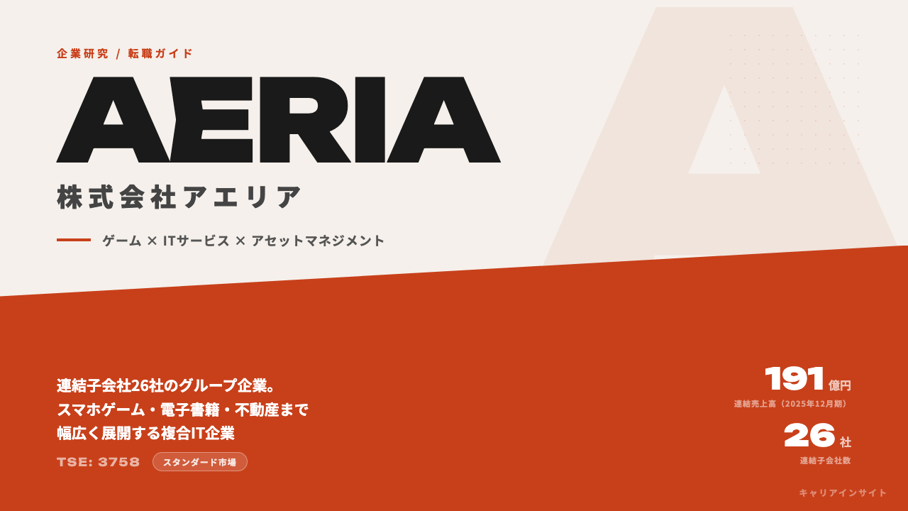 アエリアってどんな会社?事業内容・強み・年収・転職難易度を徹底解説