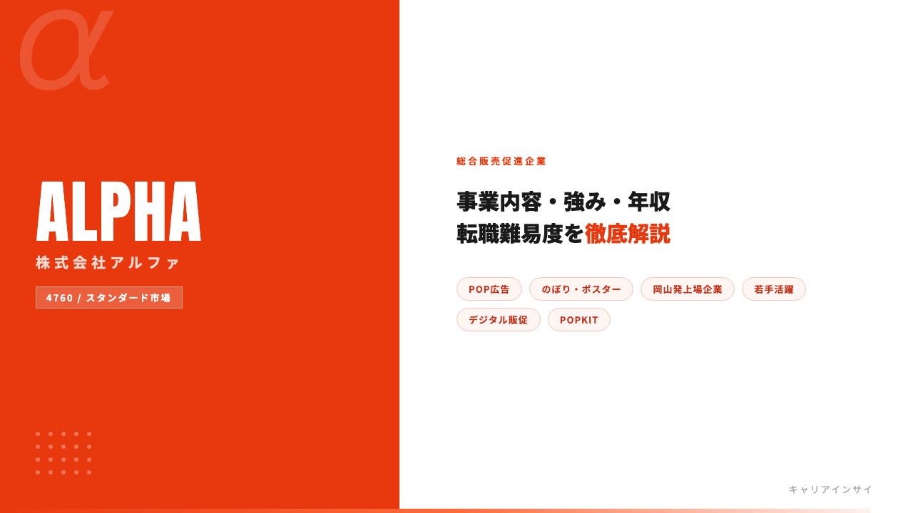アルファってどんな会社?事業内容・強み・年収・転職難易度を徹底解説
