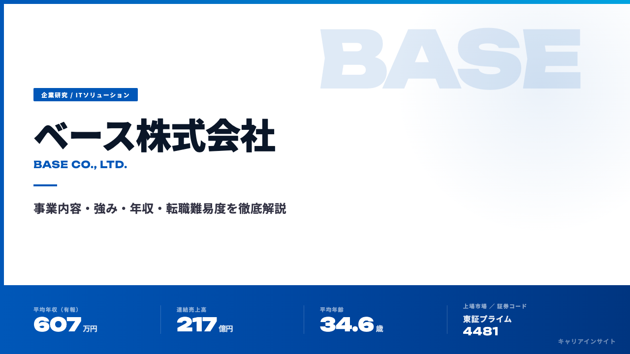 ベース株式会社ってどんな会社？事業内容・強み・年収・就職・転職難易度を徹底解説
