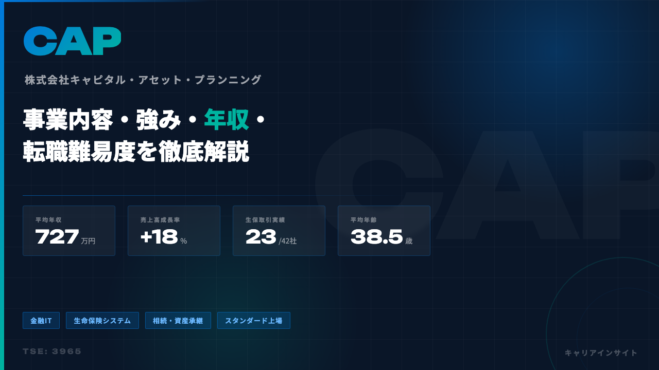 キャピタル・アセット・プランニングってどんな会社?事業内容・強み・年収・転職難易度を徹底解説