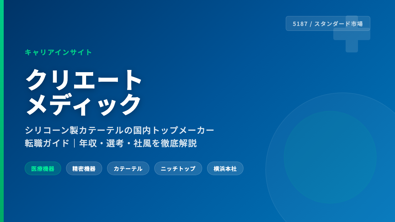 クリエートメディック株式会社への転職ガイド|医療機器・カテーテルメーカーの年収・選考・社風を解説