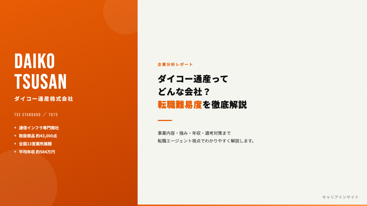 ダイコー通産ってどんな会社?事業内容・強み・年収・転職難易度を徹底解説