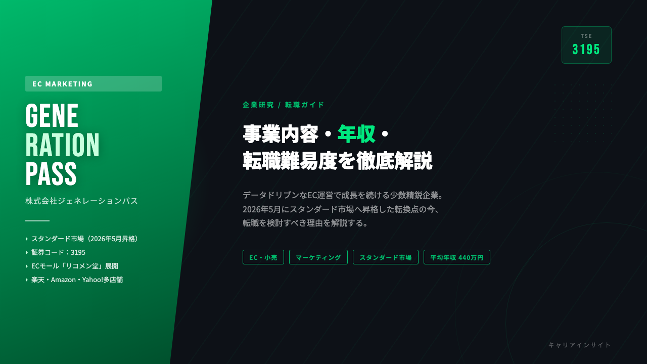 ジェネレーションパスってどんな会社?事業内容・強み・年収・転職難易度を徹底解説