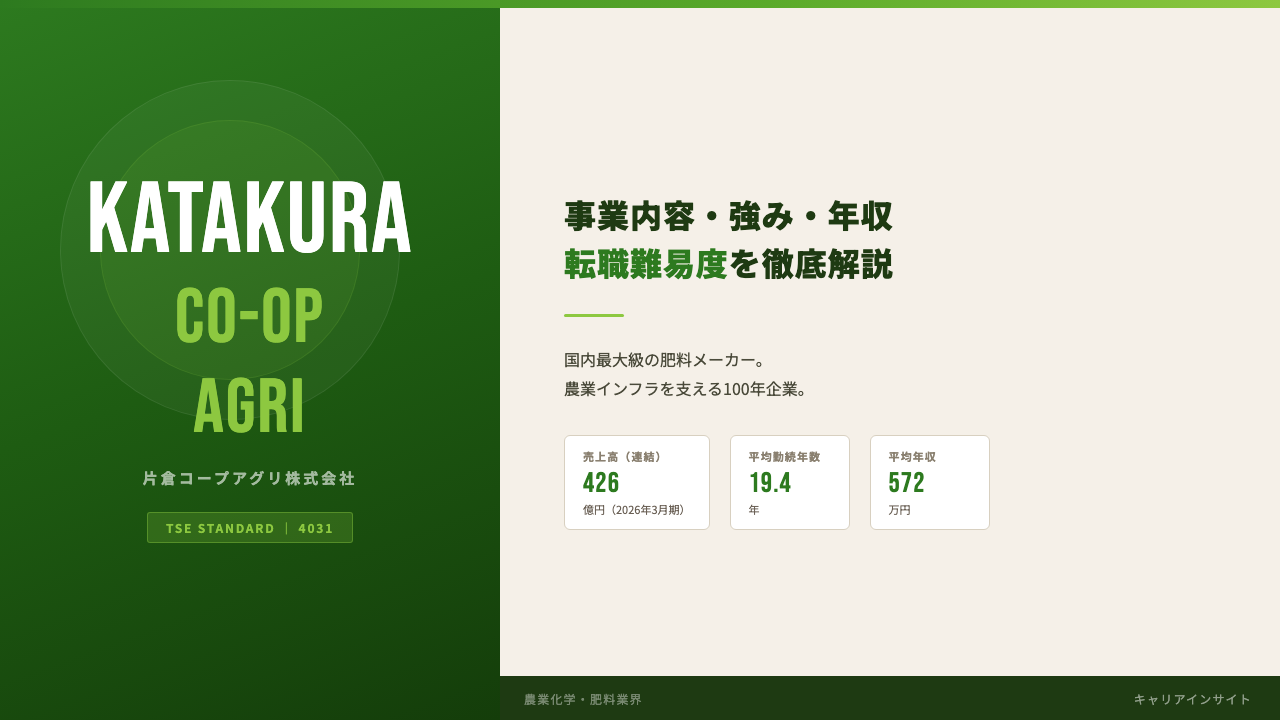 片倉コープアグリってどんな会社?事業内容・強み・年収・転職難易度を徹底解説