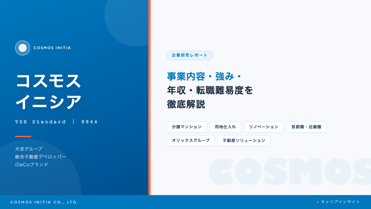 コスモスイニシアってどんな会社?事業内容・強み・年収・転職難易度を徹底解説