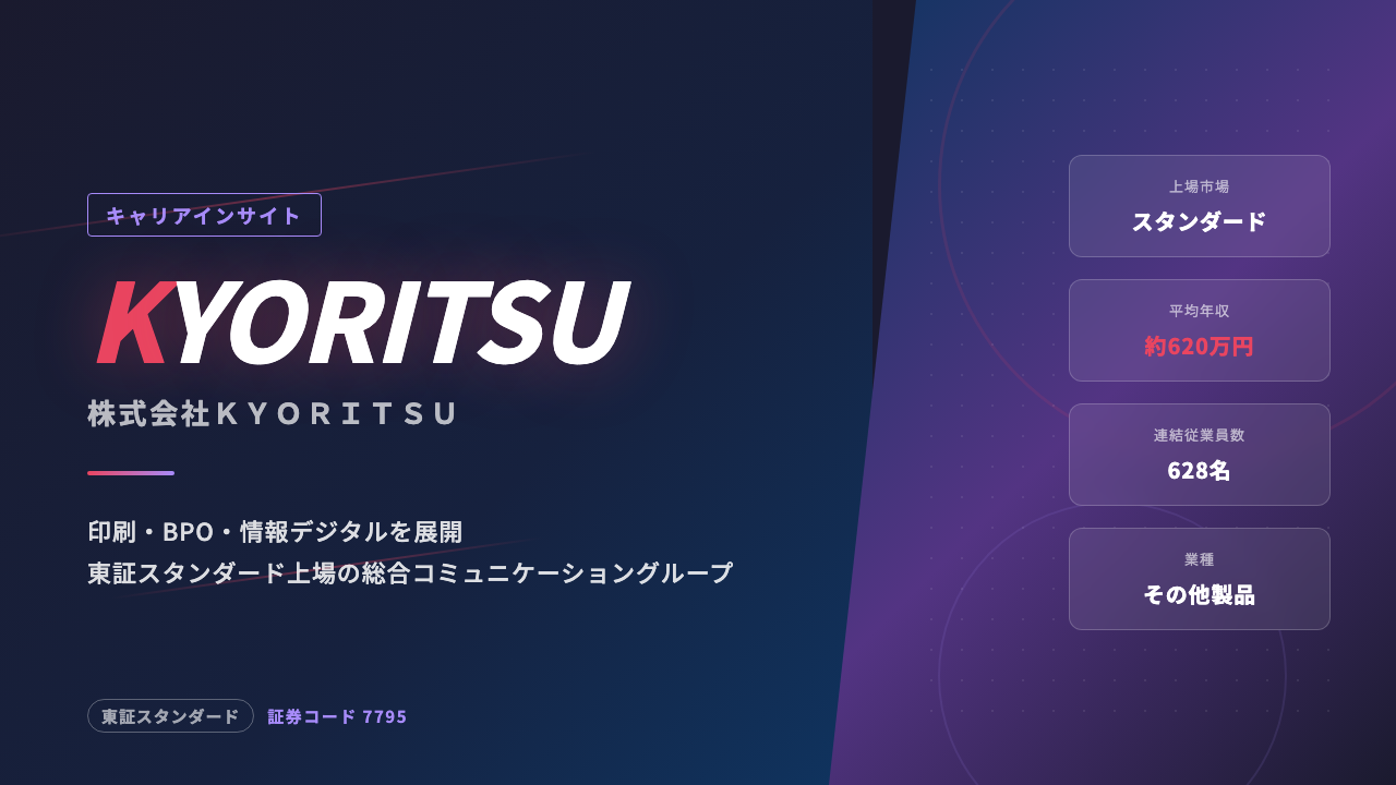 KYORITSU(共立)の転職情報|印刷・BPO・情報デジタルを手がける東証スタンダード上場グループ
