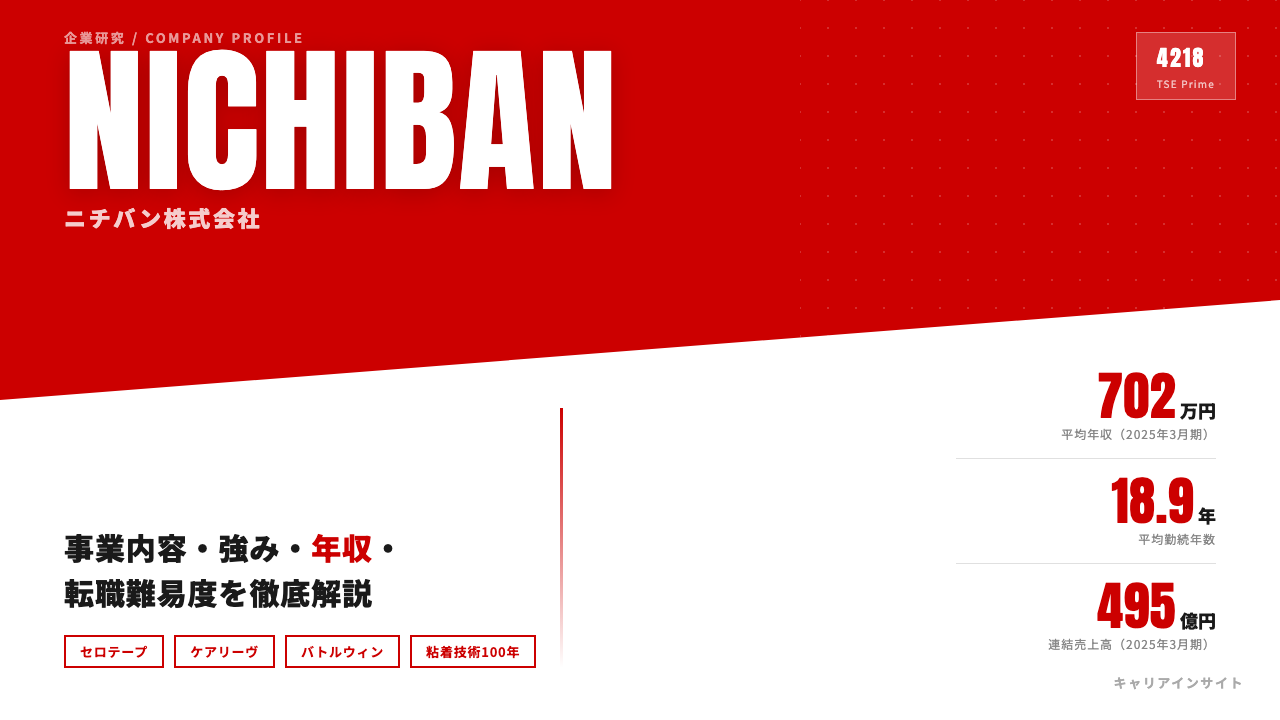 ニチバンってどんな会社？事業内容・強み・年収・就職・転職難易度を徹底解説