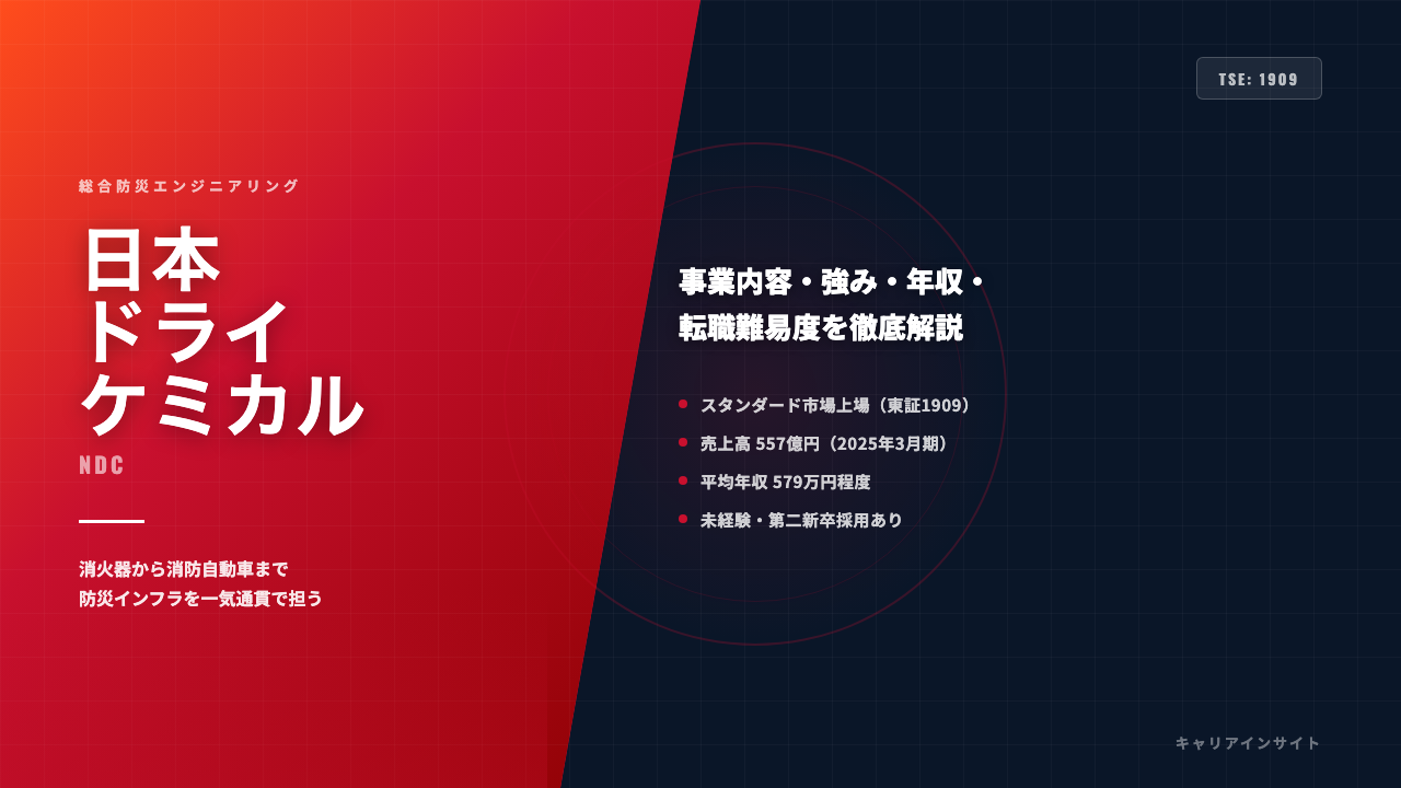 日本ドライケミカルってどんな会社？事業内容・強み・年収・就職・転職難易度を徹底解説