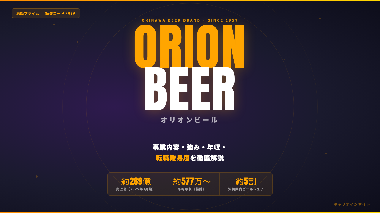オリオンビールってどんな会社？事業内容・強み・年収・就職・転職難易度を徹底解説