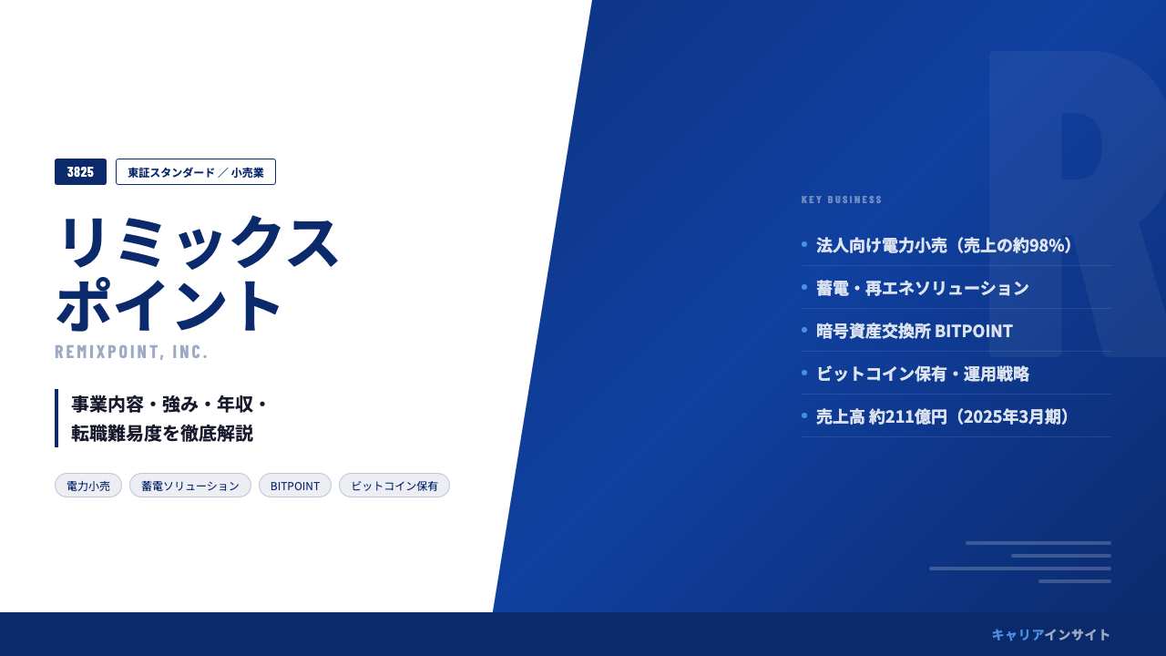リミックスポイントってどんな会社?事業内容・強み・年収・転職難易度を徹底解説