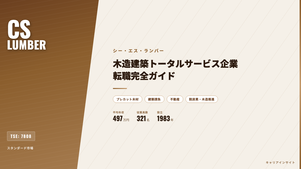 シー・エス・ランバーってどんな会社?事業内容・強み・年収・転職難易度を徹底解説
