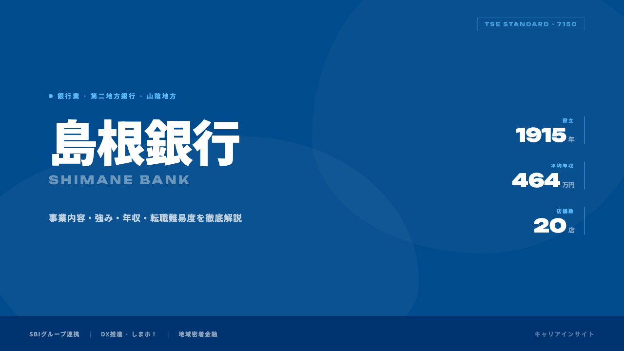 島根銀行ってどんな会社？事業内容・強み・年収・就職・転職難易度を徹底解説