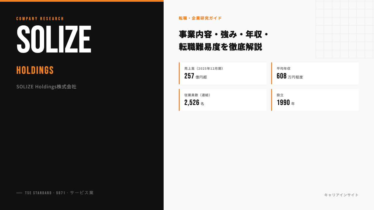 SOLIZE Holdingsってどんな会社?事業内容・強み・年収・転職難易度を徹底解説