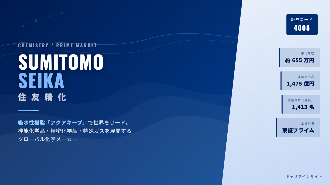 住友精化ってどんな会社？事業内容・強み・年収・就職・転職難易度を徹底解説
