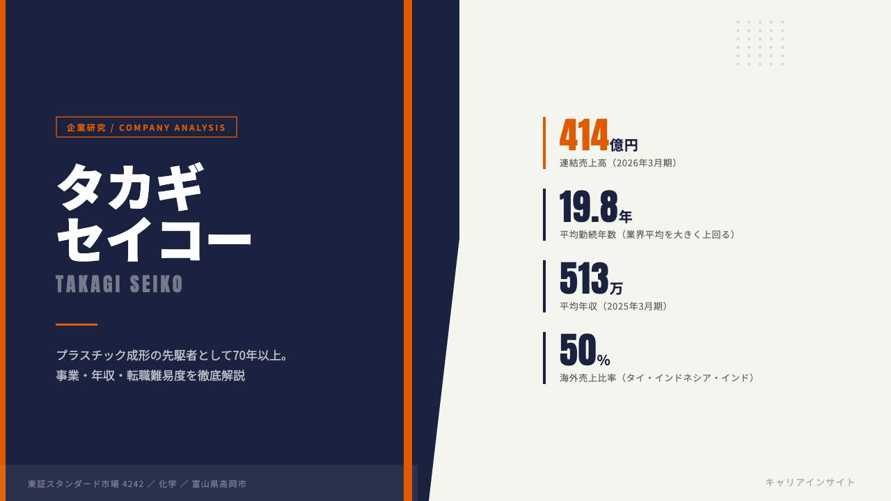 タカギセイコーってどんな会社?事業内容・強み・年収・転職難易度を徹底解説