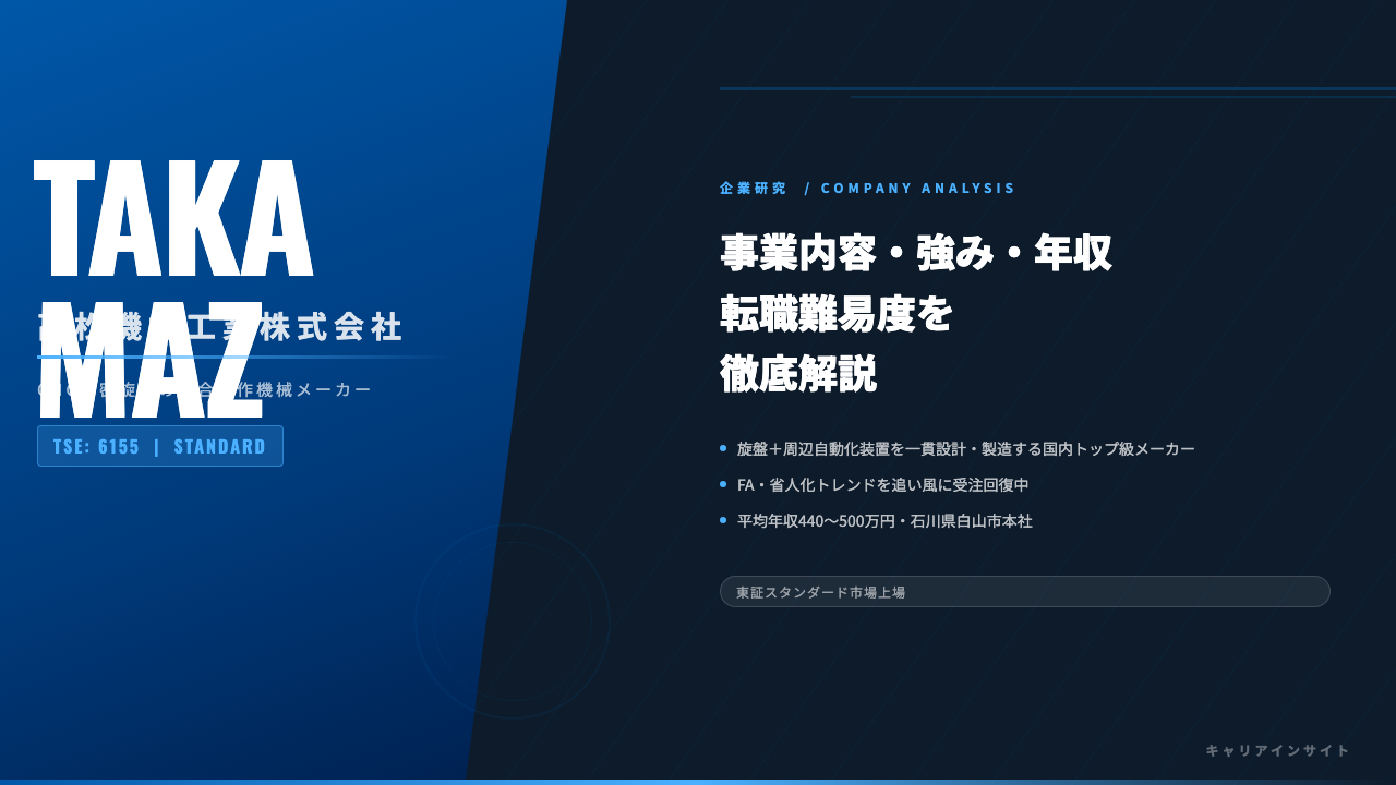 高松機械工業ってどんな会社?事業内容・強み・年収・転職難易度を徹底解説