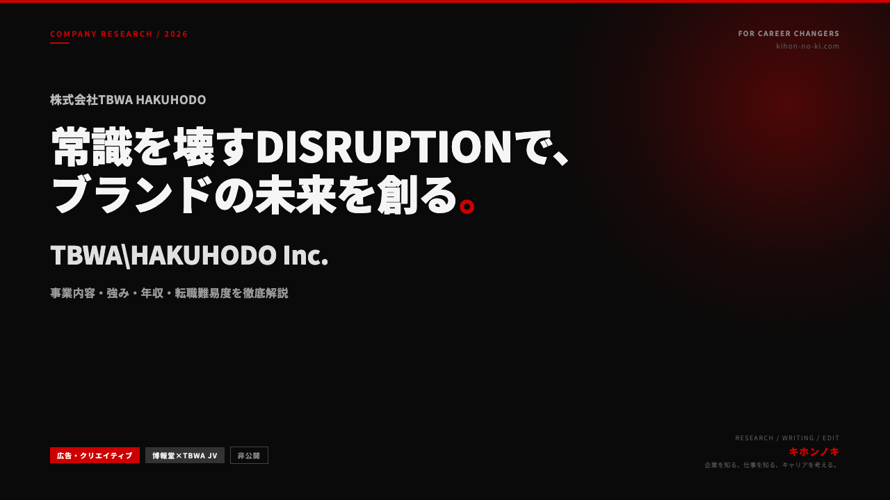 株式会社TBWA HAKUHODOってどんな会社？事業内容・強み・年収・就職・転職難易度を徹底解説