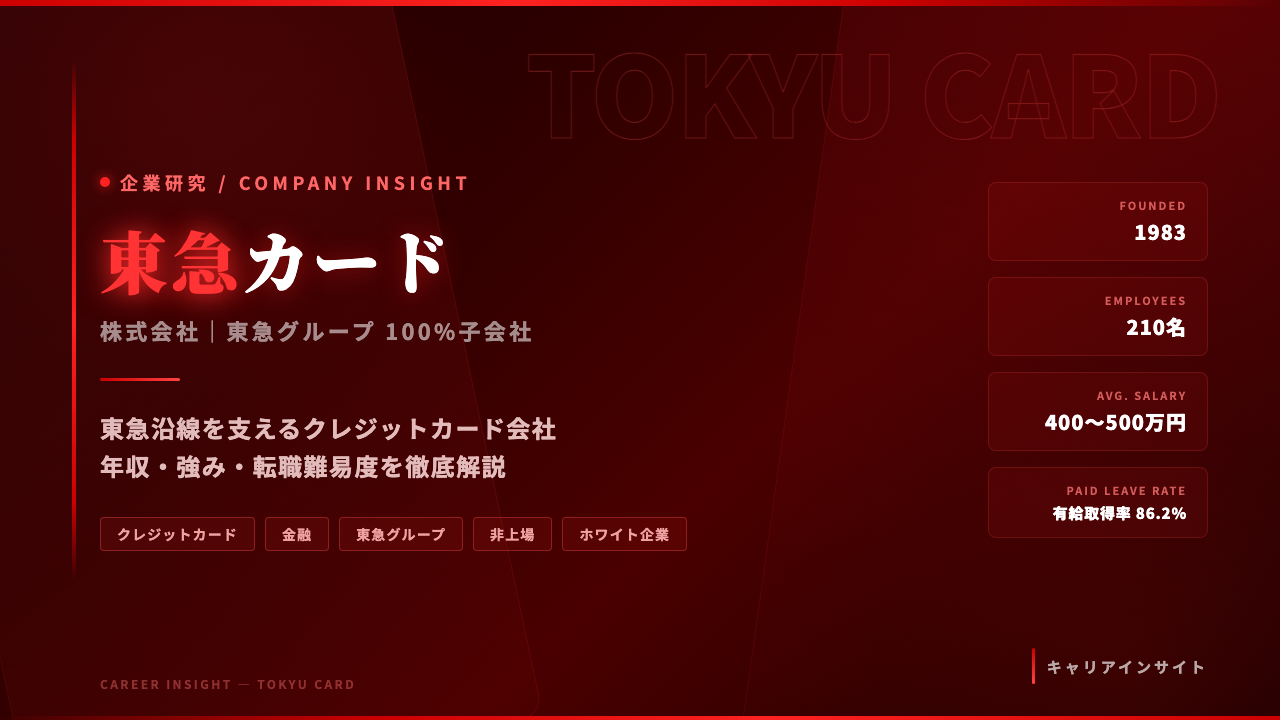 東急カード株式会社ってどんな会社?事業内容・強み・年収・就職・転職難易度を徹底解説