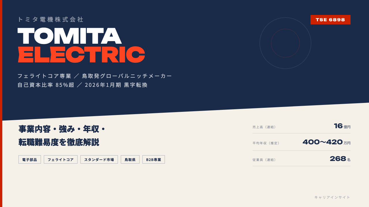 トミタ電機ってどんな会社?事業内容・強み・年収・転職難易度を徹底解説