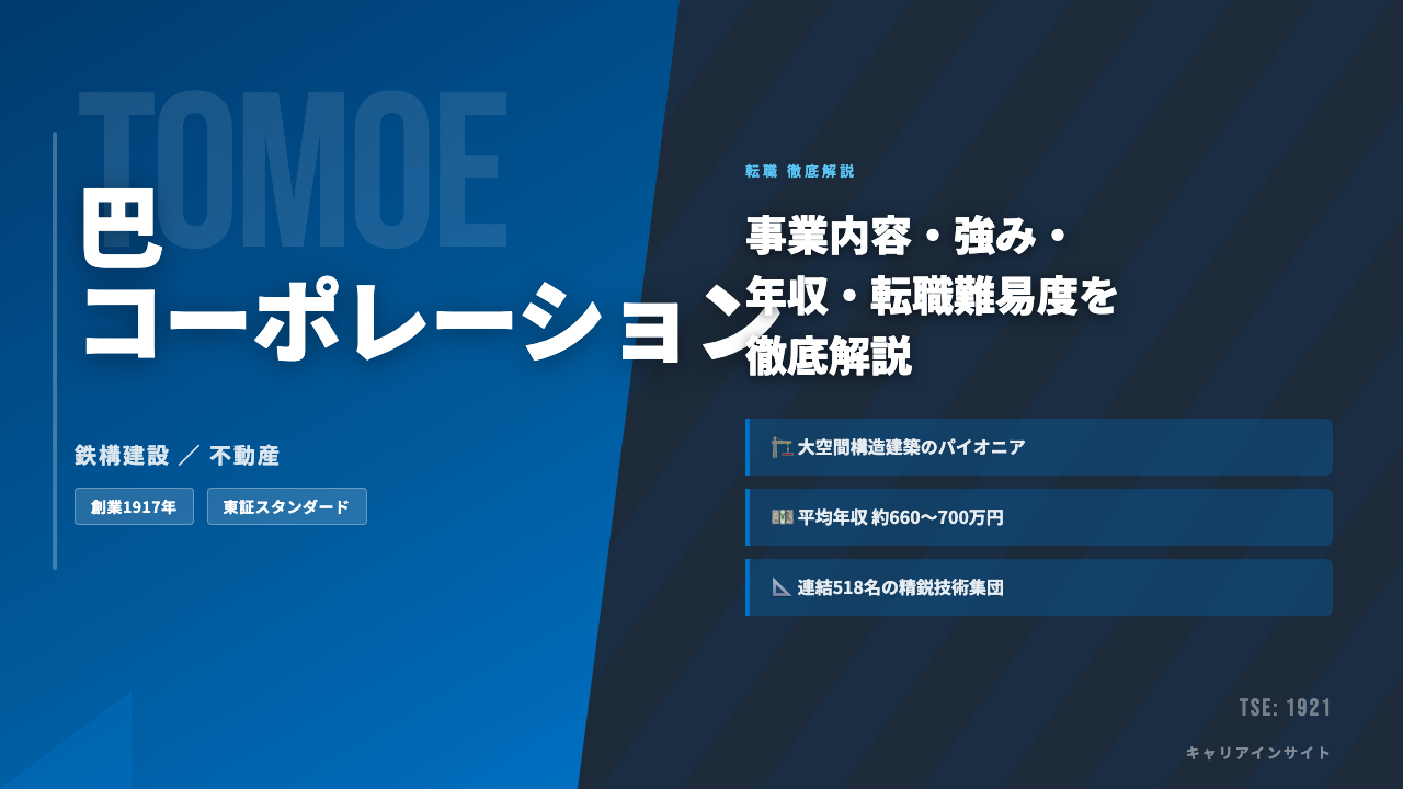 巴コーポレーションってどんな会社?事業内容・強み・年収・転職難易度を徹底解説