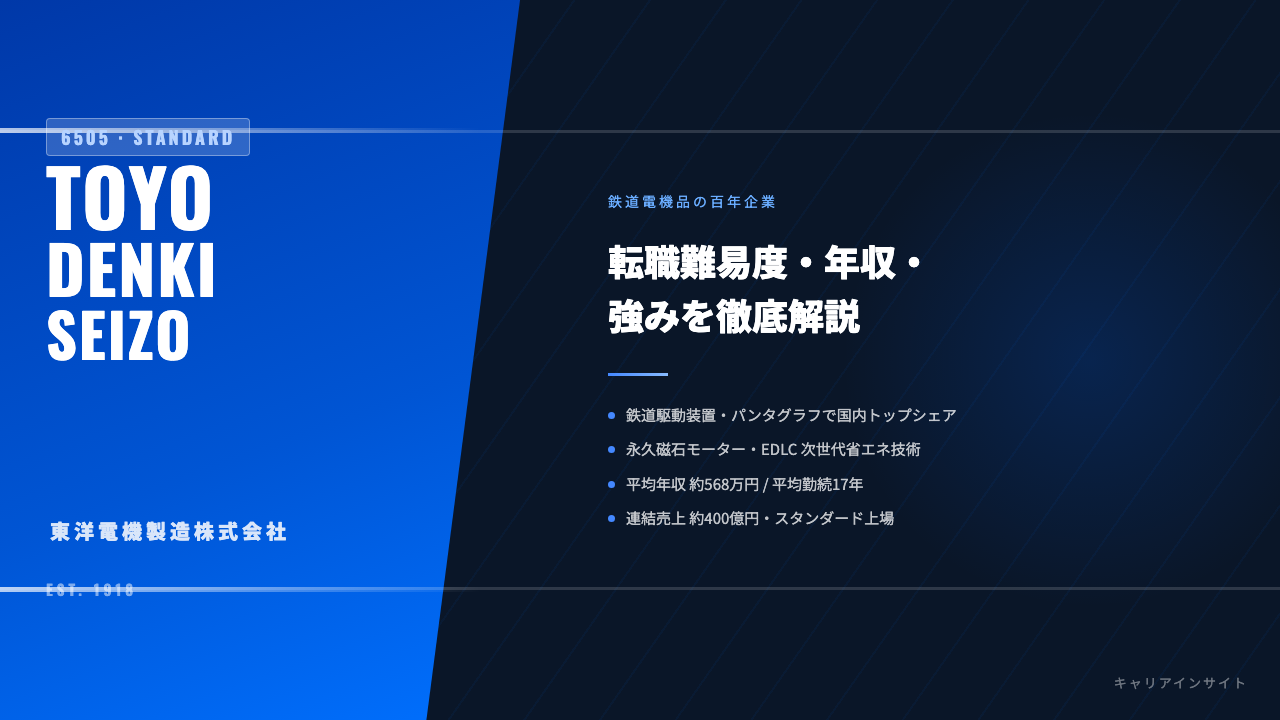 東洋電機製造ってどんな会社?事業内容・強み・年収・転職難易度を徹底解説