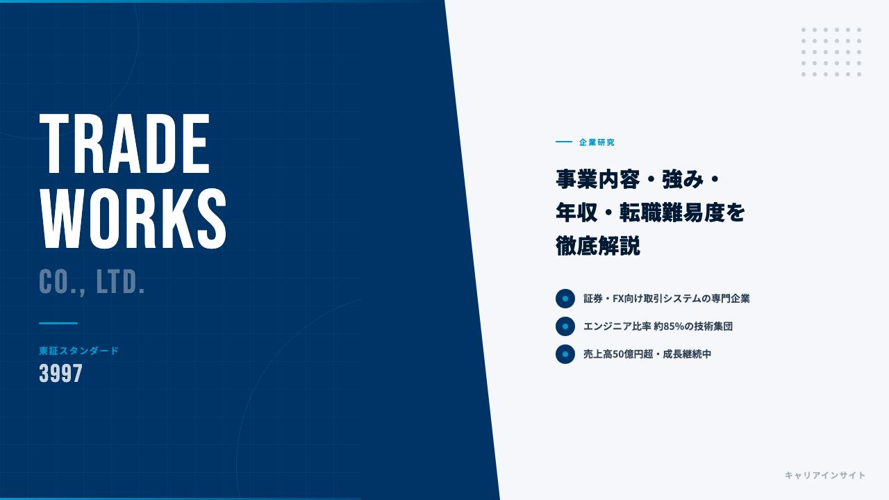 トレードワークスってどんな会社?事業内容・強み・年収・転職難易度を徹底解説