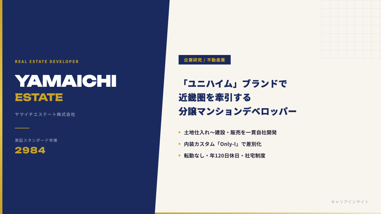 ヤマイチエステートってどんな会社?事業内容・強み・年収・転職難易度を徹底解説